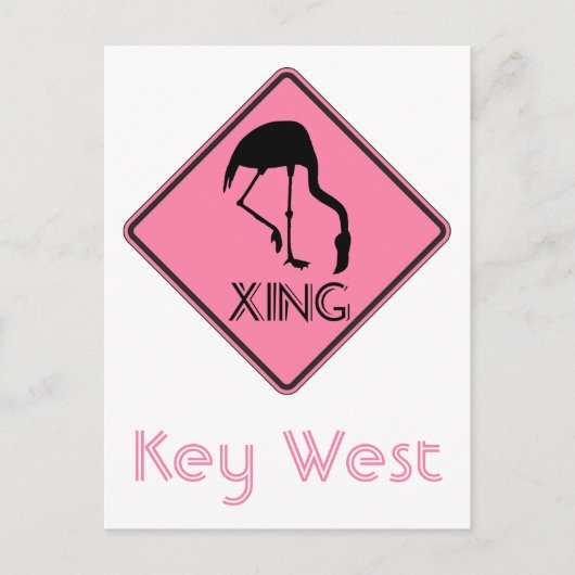 Key West Florida Flamingo Crossing Sign Postkarte (Vorderseite)