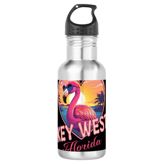 Key West Florida Flamingo Edelstahlflasche (Vorderseite)