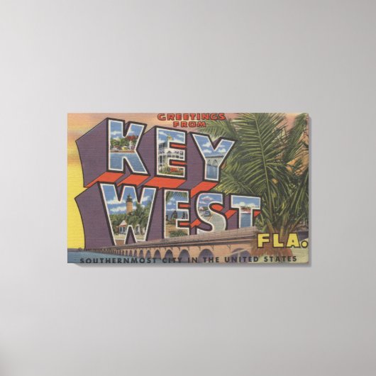 Key West, Florida - Große Buchstabenszenen Leinwanddruck (Vorderseite)
