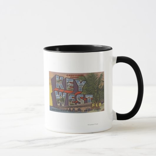 Key West, Florida - Große Buchstabenszenen Tasse (Rechts)