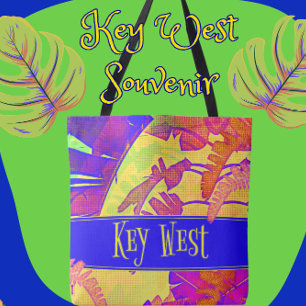 Key West Florida Helle tropische farbenfrohe Palme Tasche