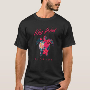 Key West Florida Hibiskus Blume Meeresschildkröte T-Shirt