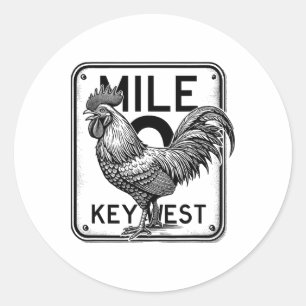 Key West Florida Hühnchen Retro-Meile 0 Hahn Meile Runder Aufkleber