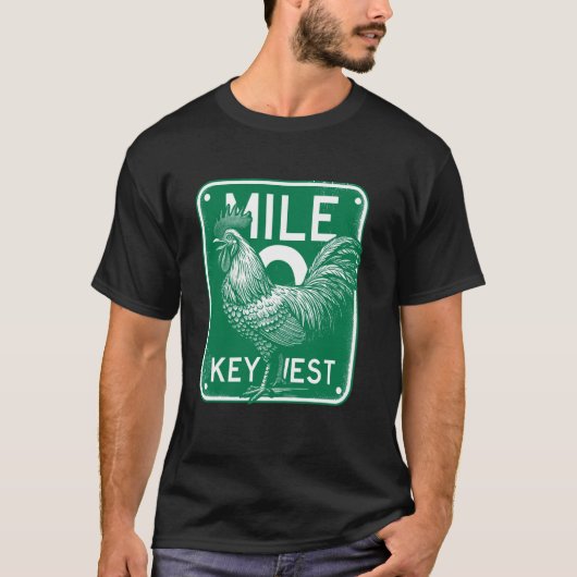 Key West Florida Hühner Retro Meile 0 Rooster Meil T-Shirt (Vorderseite)