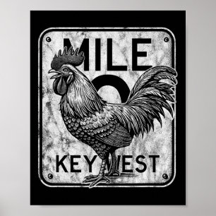 Key West Florida Hühner Retro Mile 0 Rooster Di Poster