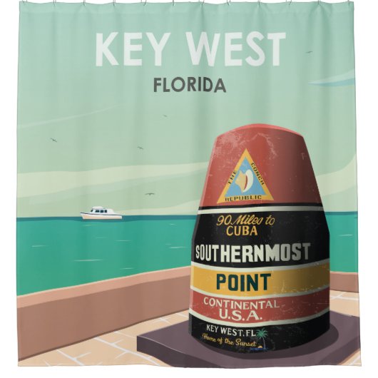 Key West Florida Mile Zero Duschvorhang (Vorderseite)