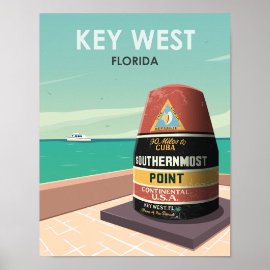 Key West Florida Mile Zero Poster (Vorne)