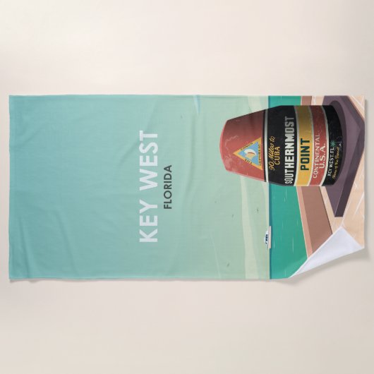 Key West Florida Mile Zero Strandtuch (Vorderseite)
