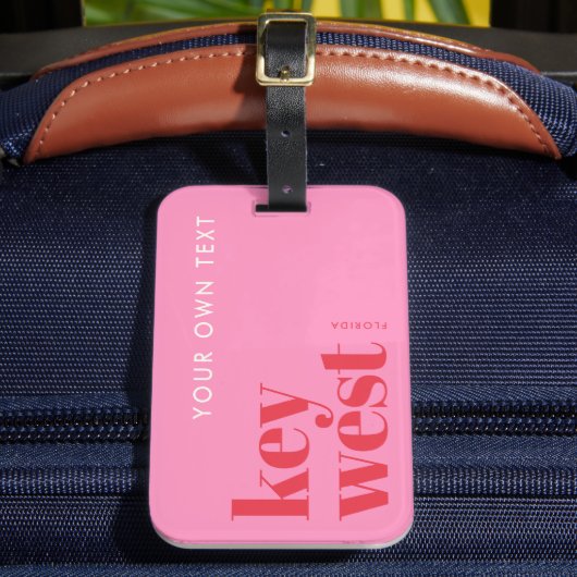 Key West Florida moderne Typografie pink Gepäckanhänger (Vorderseite Insitu 2)