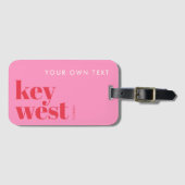 Key West Florida moderne Typografie pink Gepäckanhänger (Vorderseite (Horizontal))