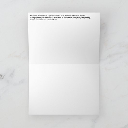 Key West Florida Ocean View Kayak Grußkarte FL Karte (Innenseite)