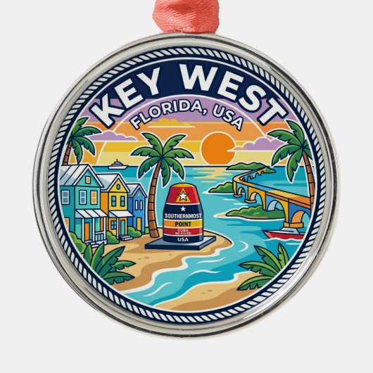 Key West Florida Ornament Aus Metall (Vorne)