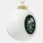 Key West Florida Palm Tree Green Kariert Keramik Kugel-Ornament (Links)