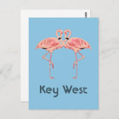 Key West Florida Pink Flamingo Couple Postkarte (Vorne/Hinten)