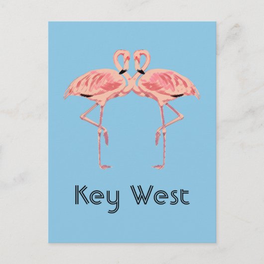 Key West Florida Pink Flamingo Couple Postkarte (Vorderseite)