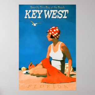 Key West Florida Reise Repro Poster Strand Retro