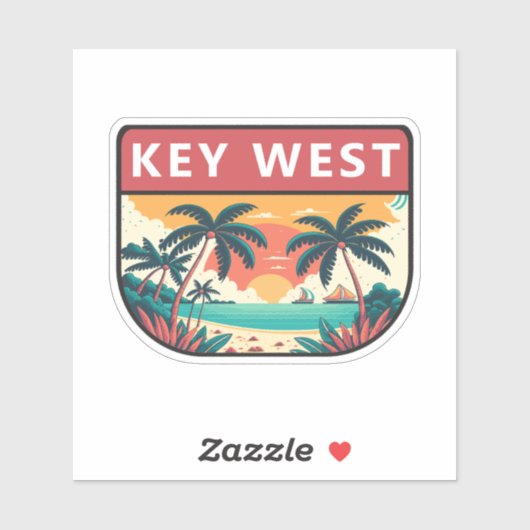 Key West Florida Retro Emblem Aufkleber (Blatt)