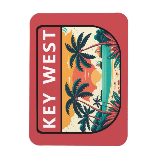 Key West Florida Retro Emblem Magnet (Vertikal)
