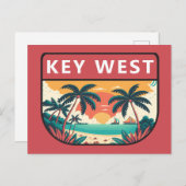 Key West Florida Retro Emblem Postkarte (Vorne/Hinten)