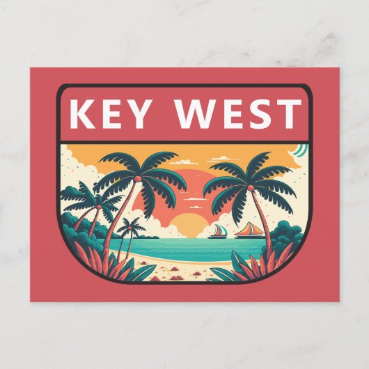 Key West Florida Retro Emblem Postkarte (Vorderseite)
