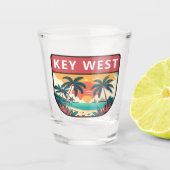 Key West Florida Retro Emblem Schnapsglas (Vorderseite)