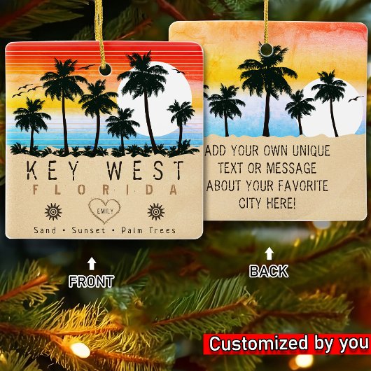 Key West Florida Retro Palmen Souvenir 80er Keramikornament