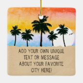 Key West Florida Retro Palmen Souvenir 80er Keramikornament (Rückseite)