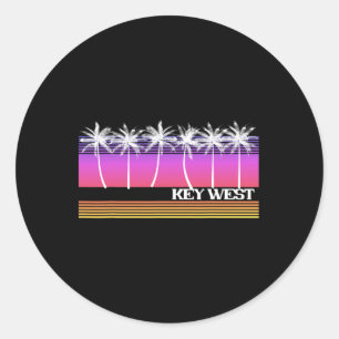 Key West Florida Retro-Stil Vintage-Strand-Sonnenu Runder Aufkleber