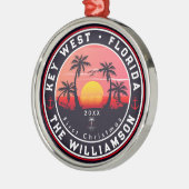 Key West Florida Retro Sunset Palm Tree 60er Ornament Aus Metall (Links)