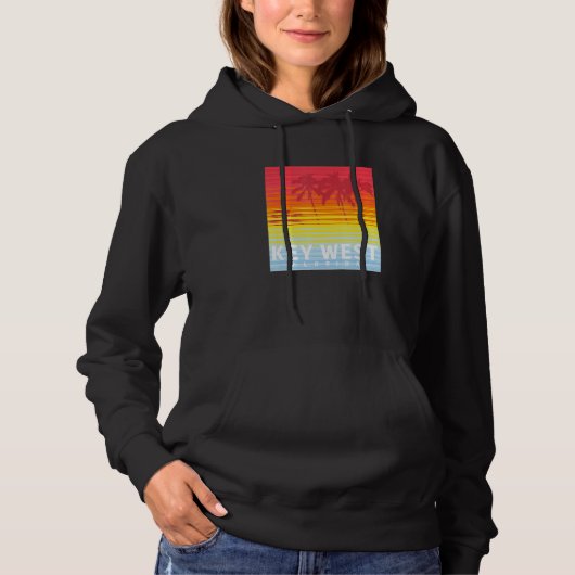 Key West Florida Retro Sunset Palm Trees Hoodie (Vorderseite)