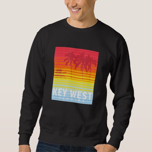 Key West Florida Retro Sunset Palm Trees Sweatshirt (Vorderseite)