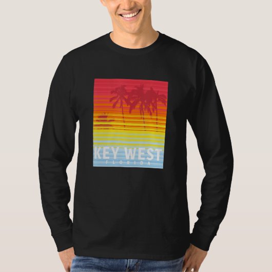 Key West Florida Retro Sunset Palm Trees T-Shirt (Vorderseite)