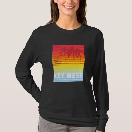 Key West Florida Retro Sunset Palm Trees T-Shirt (Vorderseite)