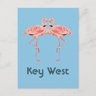 Key West Florida Rosa Flamingo-Paar Postkarte