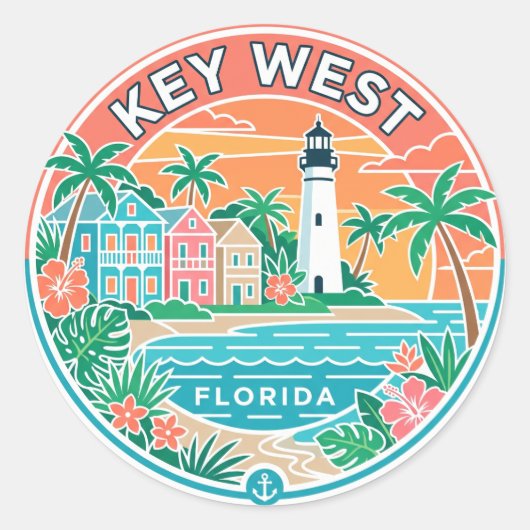 Key West, Florida Runder Aufkleber (Vorderseite)