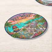 Key West Florida Runder Pappuntersetzer (Angewinkelt)