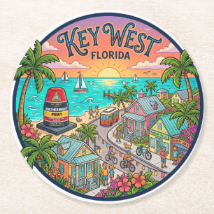 Key West Florida Runder Pappuntersetzer