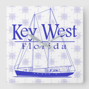 Key West Florida Sailing Quadratische Wanduhr