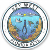Key West Florida Scuba Retro Emblem Aufkleber (Vorderseite)