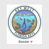Key West Florida Scuba Retro Emblem Aufkleber (Blatt)