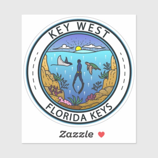 Key West Florida Scuba Retro Emblem Aufkleber (Blatt)
