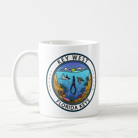 Key West Florida Scuba Retro Emblem Kaffeetasse (Links)