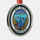 Key West Florida Scuba Retro Emblem Ornament Aus Metall (Rechts)