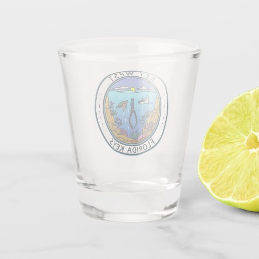 Key West Florida Scuba Retro Emblem Schnapsglas (Rückseite)