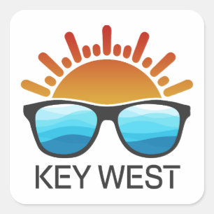 Key West Florida Sonnenbrille Quadratischer Aufkleber