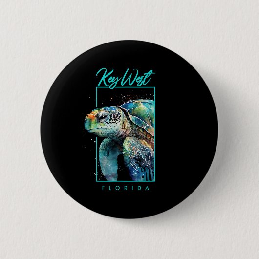 Key West Florida Souvenir Wasserfarbe Meeresschild Button (Vorderseite)