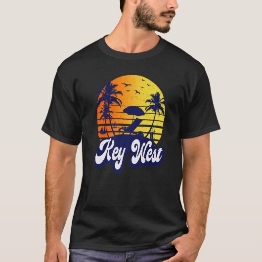 Key West Florida Sunset Beach Retro Premium T-Shirt (Vorderseite)