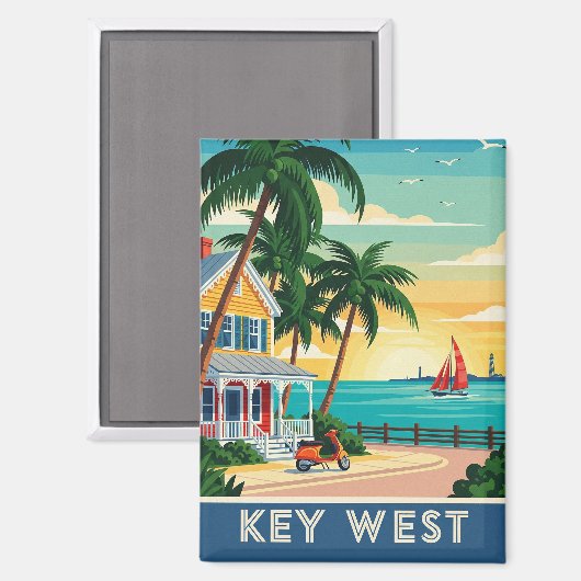 Key West Florida Travel Magnet (Vorderseite/Rückseite)