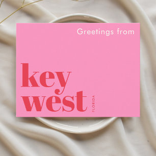 Key West Florida typografisches Rosa Postkarte