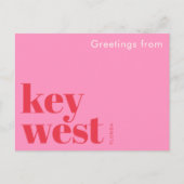 Key West Florida typografisches Rosa Postkarte (Vorderseite)